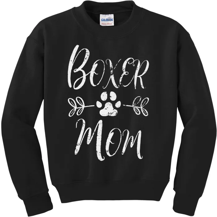 Boxer Mom Boxer Dog Lover Owner Funny Boxer Dog Mom Kids Sweatshirt