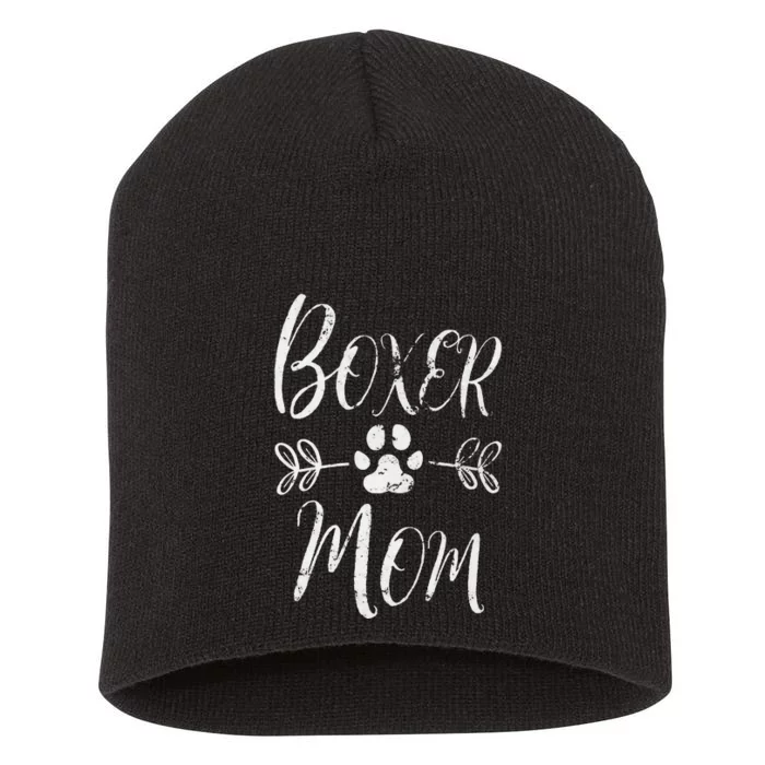 Boxer Mom Boxer Dog Lover Owner Funny Boxer Dog Mom Short Acrylic Beanie