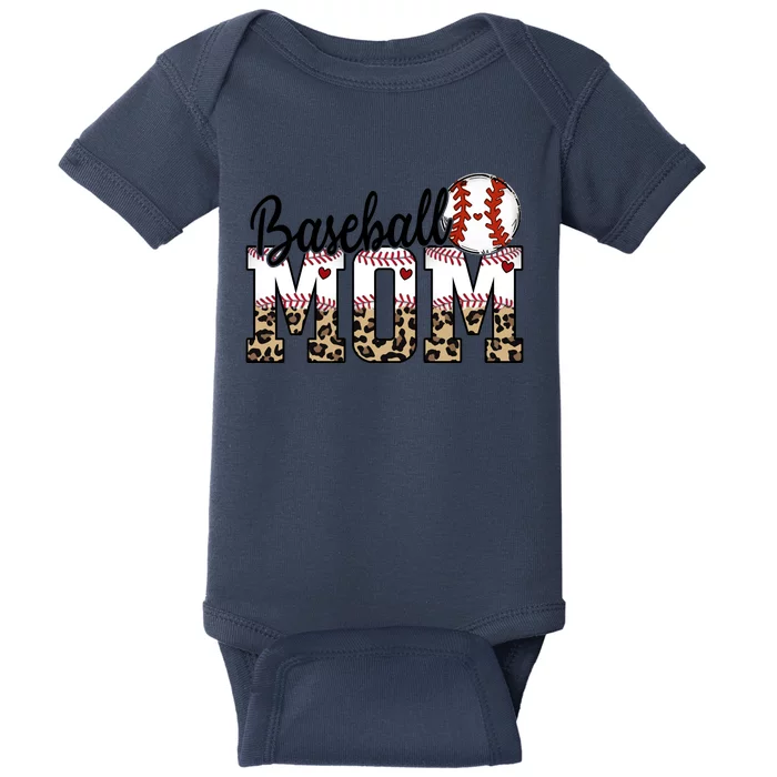 Baseball Mama Baseball Mom Leopard Baseball Mama Sport Mom Baby Bodysuit