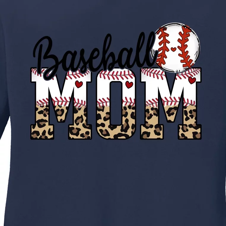 Baseball Mama Baseball Mom Leopard Baseball Mama Sport Mom Ladies Long Sleeve Shirt