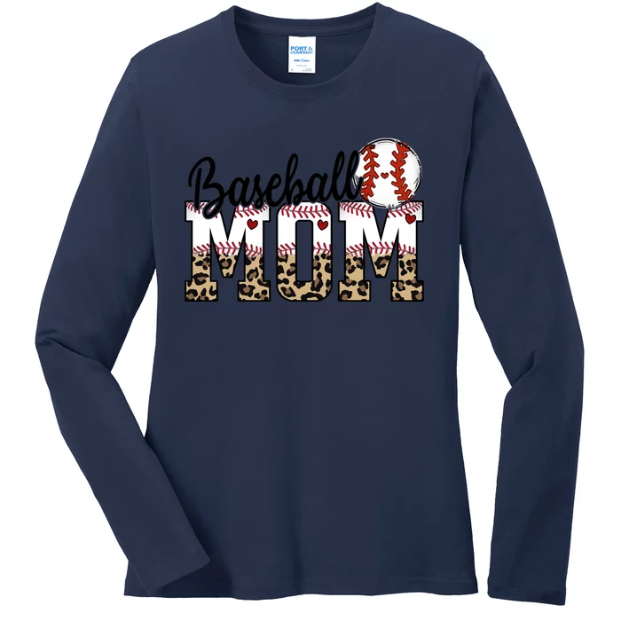 Baseball Mama Baseball Mom Leopard Baseball Mama Sport Mom Ladies Long Sleeve Shirt