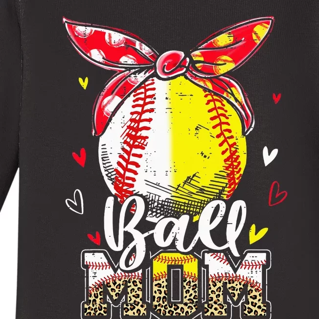 Ball Mom Baseball Softball gift Mothers Day Baby Long Sleeve Bodysuit