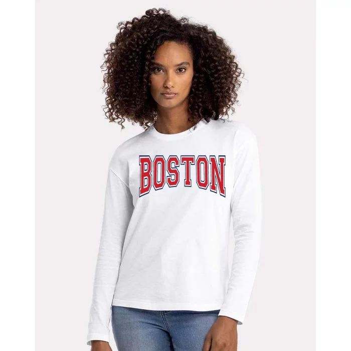 Boston Massachusetts Womens Cotton Relaxed Long Sleeve T-Shirt