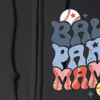 Ballpark Mama Baseball Mom Softball Mom Mothers Day Groovy Full Zip Hoodie