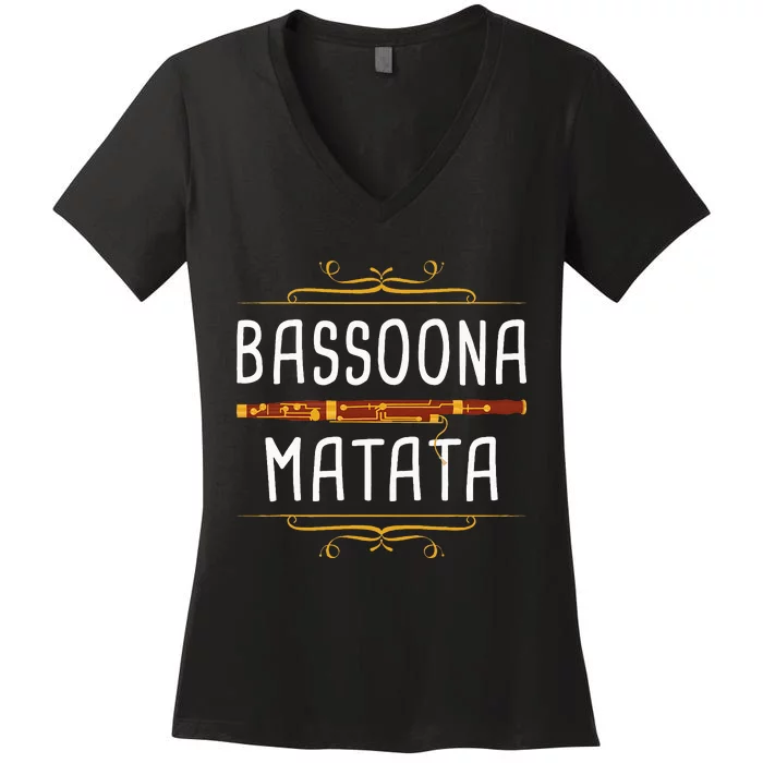 Bassoona Matata Bassoon Player Bassoonist Musician Women's V-Neck T-Shirt