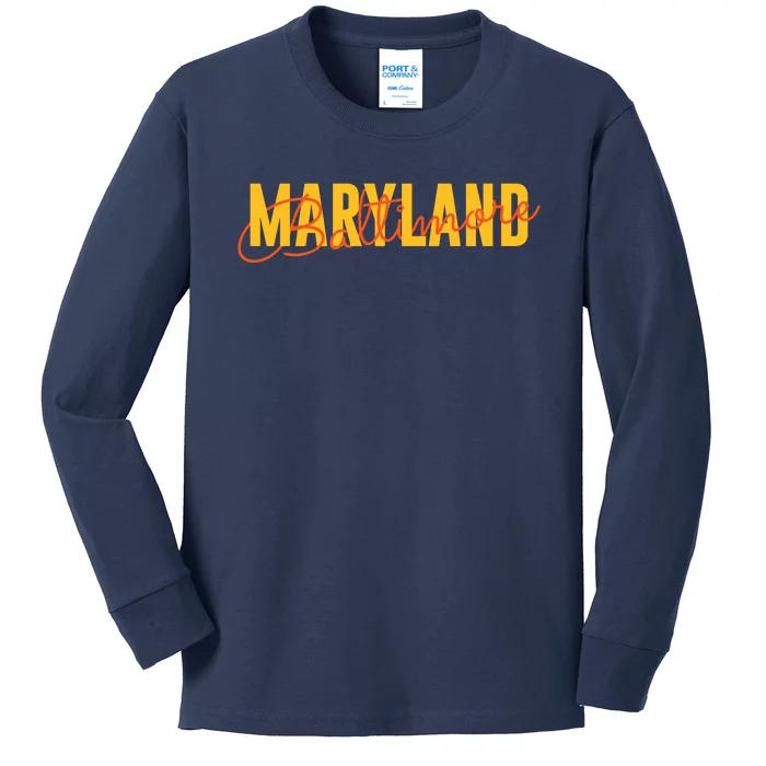 Baltimore Maryland Kids Long Sleeve Shirt