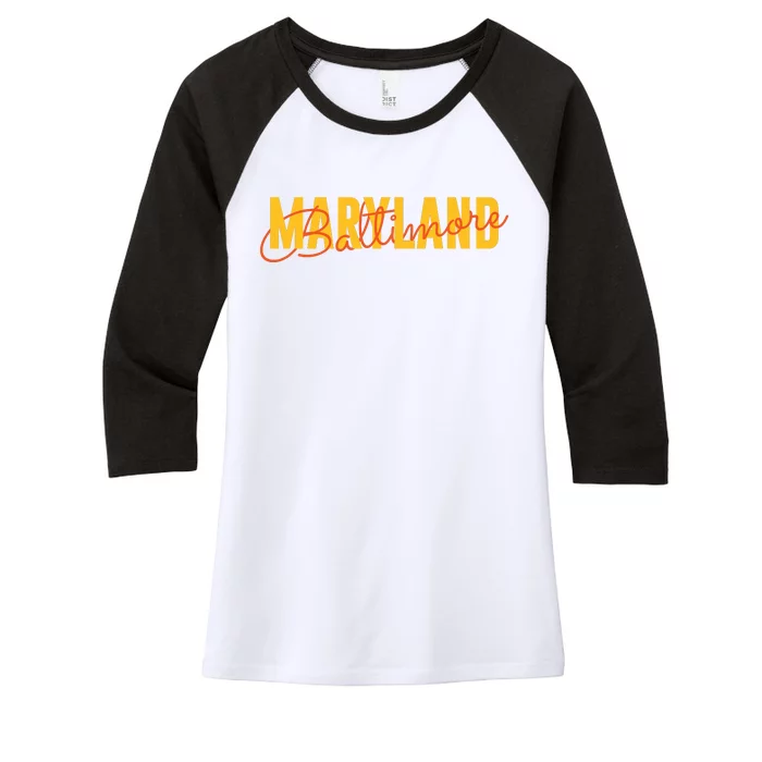 Baltimore Maryland Women's Tri-Blend 3/4-Sleeve Raglan Shirt