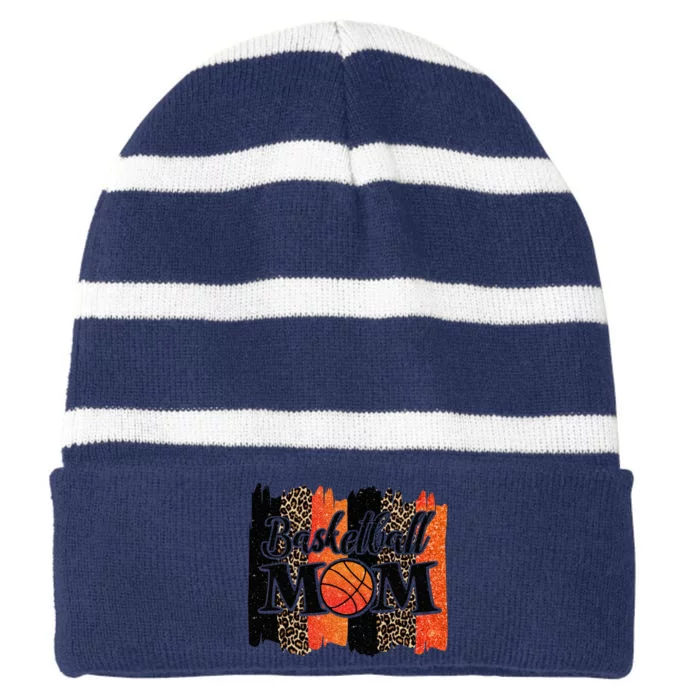 Basketball Mom Basketball Striped Beanie with Solid Band