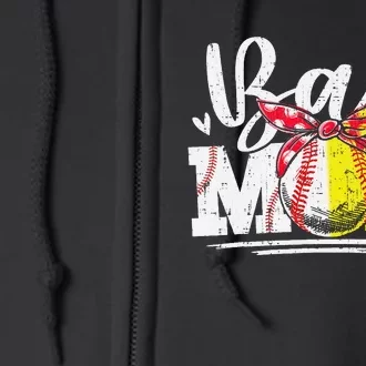 Ball Mom Baseball Softball Mama  Mothers Day Full Zip Hoodie