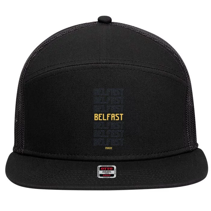 Belfast Maine 7 Panel Mesh Trucker Snapback Hat