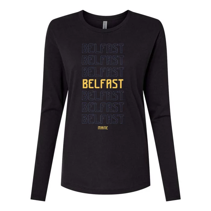 Belfast Maine Womens Cotton Relaxed Long Sleeve T-Shirt