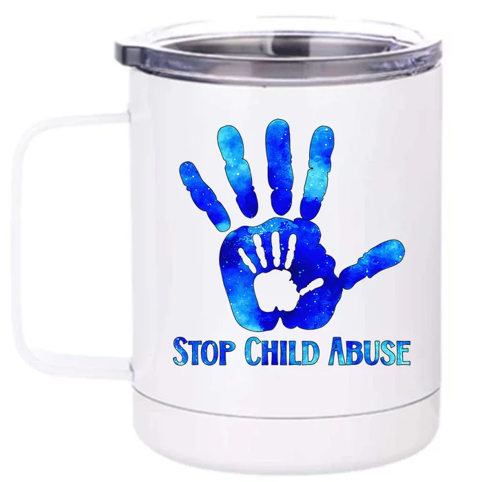 Blue Messy Bun Black  Child Abuse Prevention Awareness Front & Back 12oz Stainless Steel Tumbler Cup