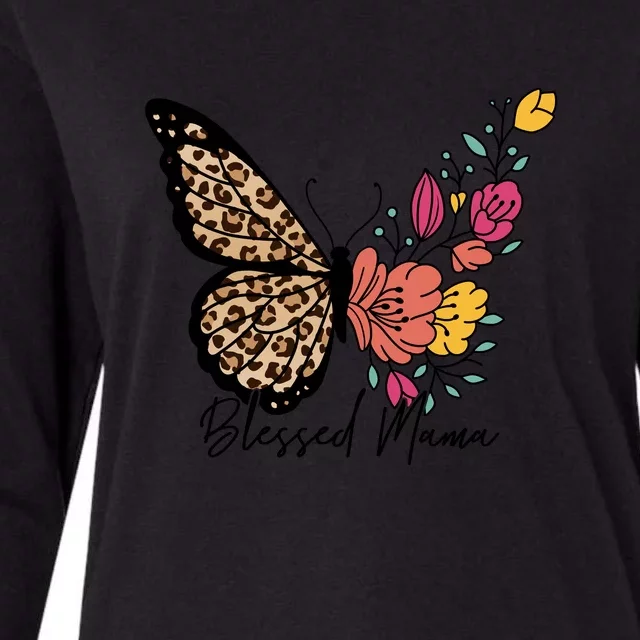 Blessed Mama Butterfly Floral Gift For Mother's Day Womens Cotton Relaxed Long Sleeve T-Shirt