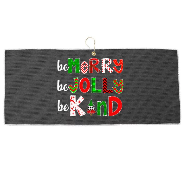 Be Merry Be Jolly Be Kind Merry Christmas Xmas Teacher Pjs Large Microfiber Waffle Golf Towel