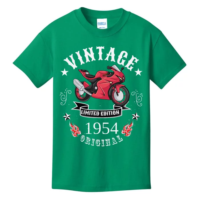 Birthday Man Biker 1954 Gift Motorcycle Red Superbike Kids T-Shirt