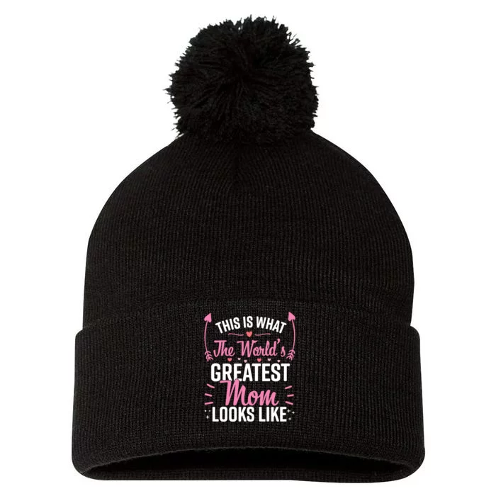 Best Mom Best Mother Pom Pom 12in Knit Beanie