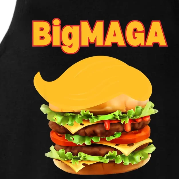 Big Maga Burger Graphic Ladies Tri-Blend Wicking Tank