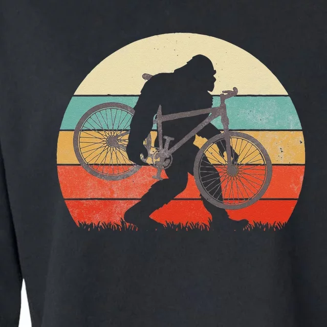 Bigfoot Mountain Bike Funny MTB Biking Cycling Sasquatch Men Cropped Pullover Crew