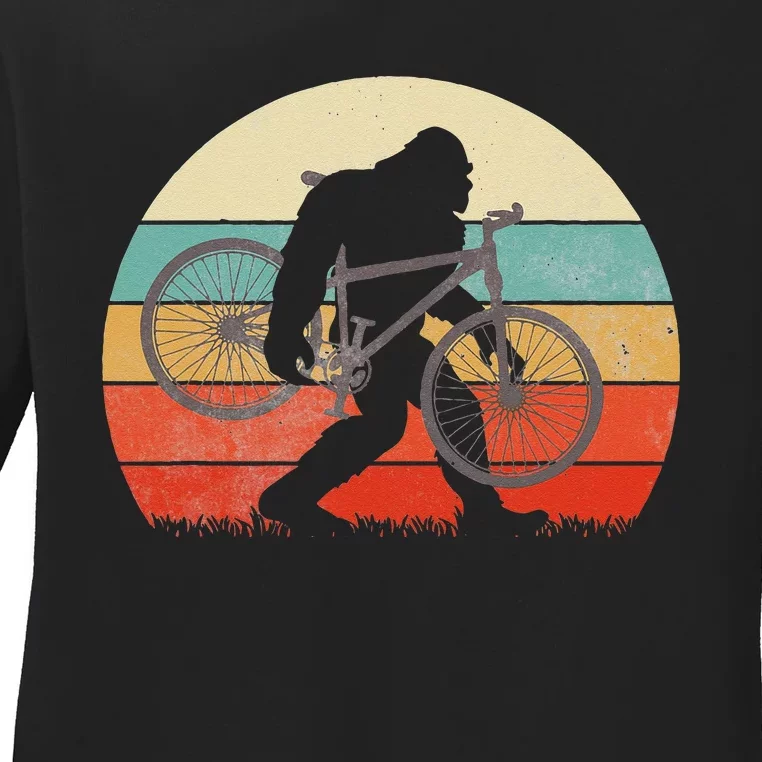 Bigfoot Mountain Bike Funny MTB Biking Cycling Sasquatch Men Ladies Long Sleeve Shirt