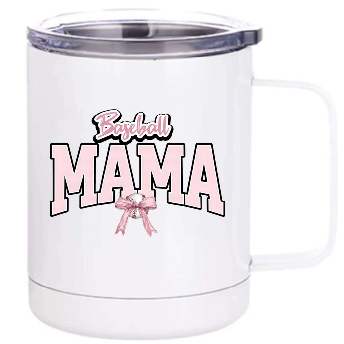 Baseball Mama Baseball Lover Team Family Front & Back 12oz Stainless Steel Tumbler Cup