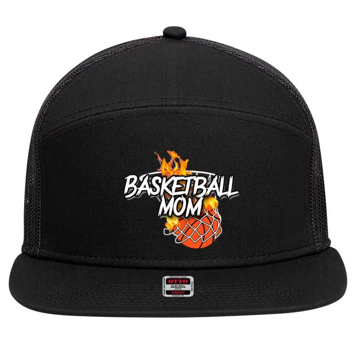 Basketball Mom Basketball Gear Lit On Fire Basketball 7 Panel Mesh Trucker Snapback Hat