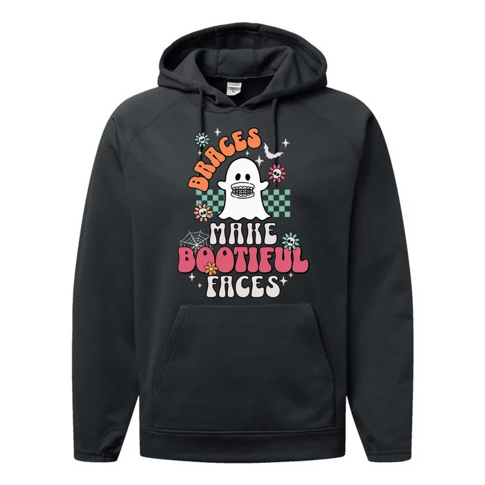 Braces Make Beautiful Faces Groovy Orthodontist Halloween Performance Fleece Hoodie