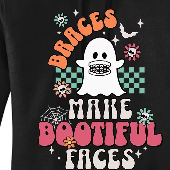 Braces Make Beautiful Faces Groovy Orthodontist Halloween Women's Pullover Hoodie