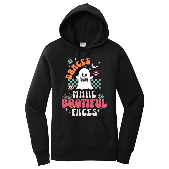 Braces Make Beautiful Faces Groovy Orthodontist Halloween Women's Pullover Hoodie