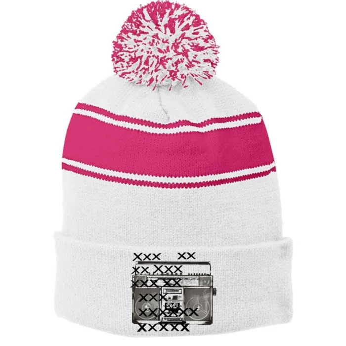 Bass Masters Boombox Stripe Pom Pom Beanie