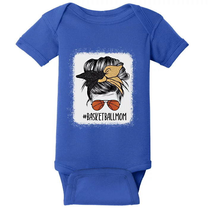 Basketball Mom Black And Gold Messy Bun Hair Great Gift Baby Bodysuit