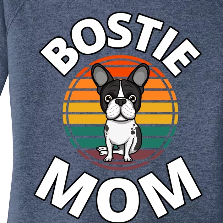 Bostie Mom Boston Terrier Dog Mother Puppy Lover Dogs Doggie Gift Women's Perfect Tri Tunic Long Sleeve Shirt