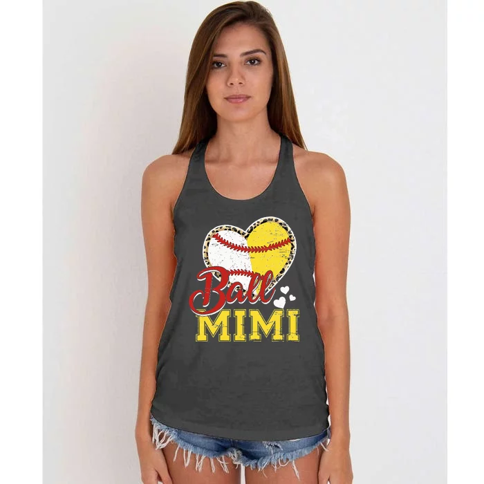 Ball Mom Baseball Softball Mimi Team Sports Women's Knotted Racerback Tank