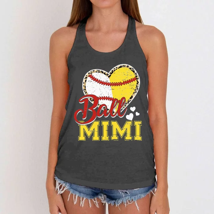 Ball Mom Baseball Softball Mimi Team Sports Women's Knotted Racerback Tank