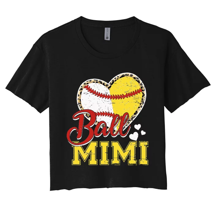 Ball Mom Baseball Softball Mimi Team Sports Women's Crop Top Tee