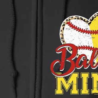 Ball Mom Baseball Softball Mimi Team Sports Full Zip Hoodie