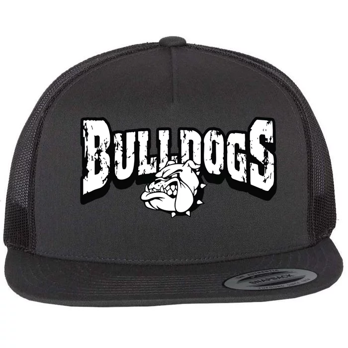 Bulldogs Mascot Back To School Team Spirit Flat Bill Trucker Hat