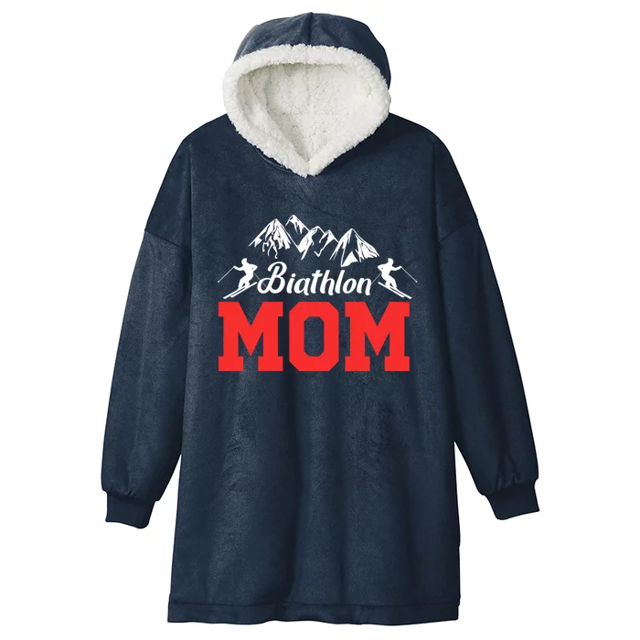 Biathlon Mom Biathlete Ski Skiing Winter Sports Snow Gift Cool Gift Hooded Wearable Blanket