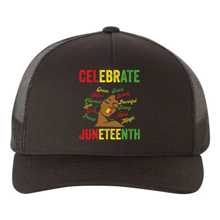 Black  Messy Bun Juneteenth Celebrate Indepedence Day Yupoong Adult 5-Panel Trucker Hat