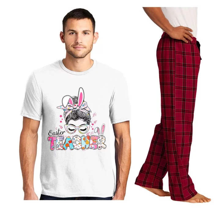 Bunny Messy Bun Easter Teacher Easter Day Girl Wo Pajama Set