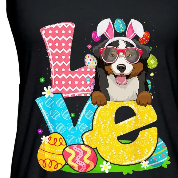 Bernese Mountain Bunny Face Dog Easter Day Ladies Essential Flowy Tank