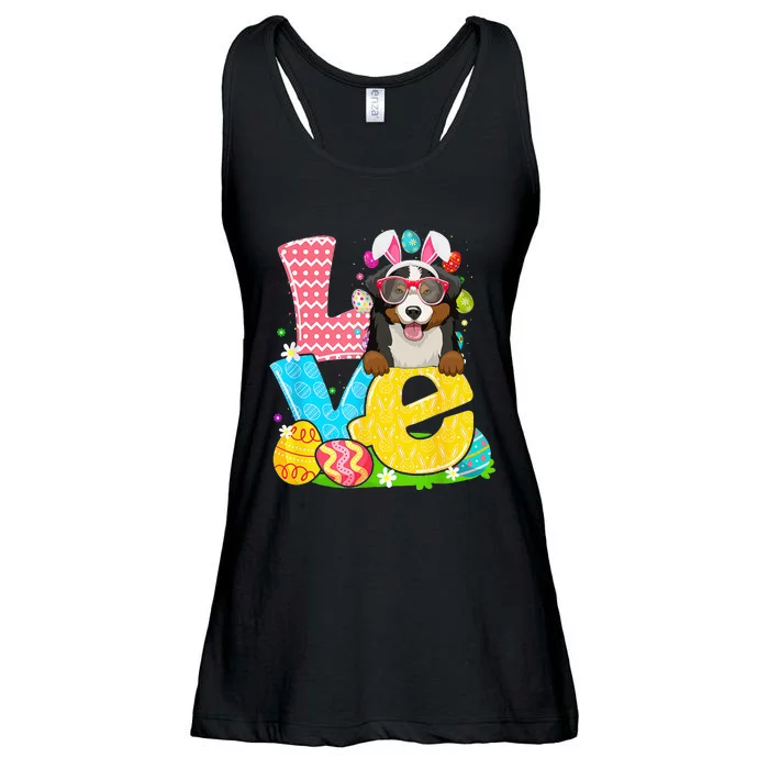 Bernese Mountain Bunny Face Dog Easter Day Ladies Essential Flowy Tank