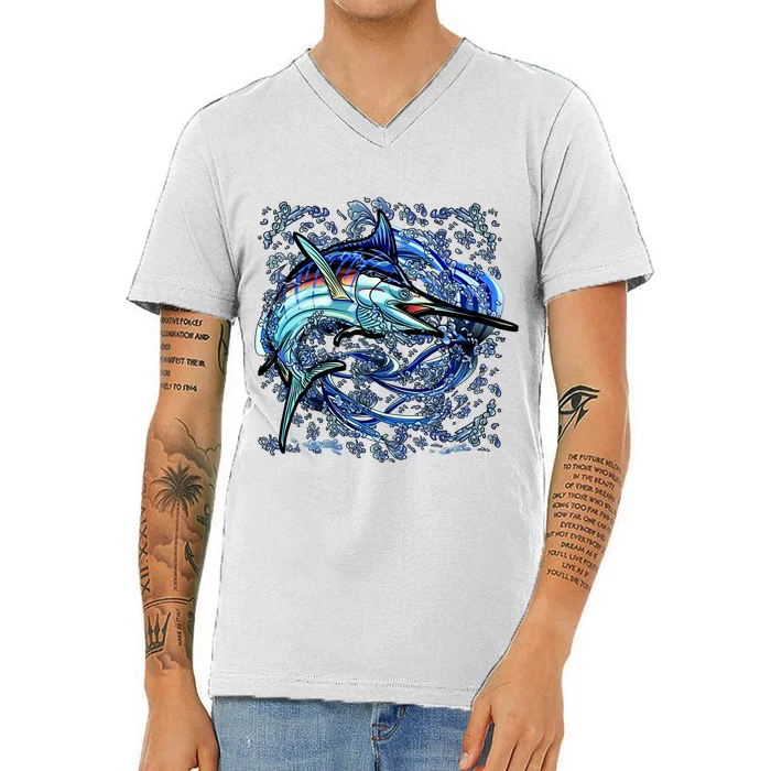 Blue Marlin V-Neck T-Shirt