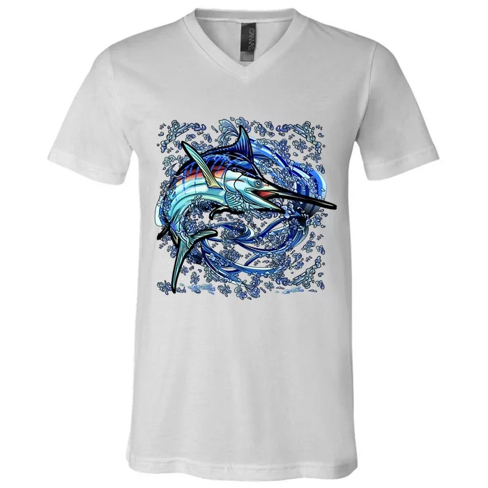 Blue Marlin V-Neck T-Shirt