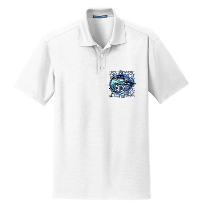 Blue Marlin Dry Zone Grid Performance Polo