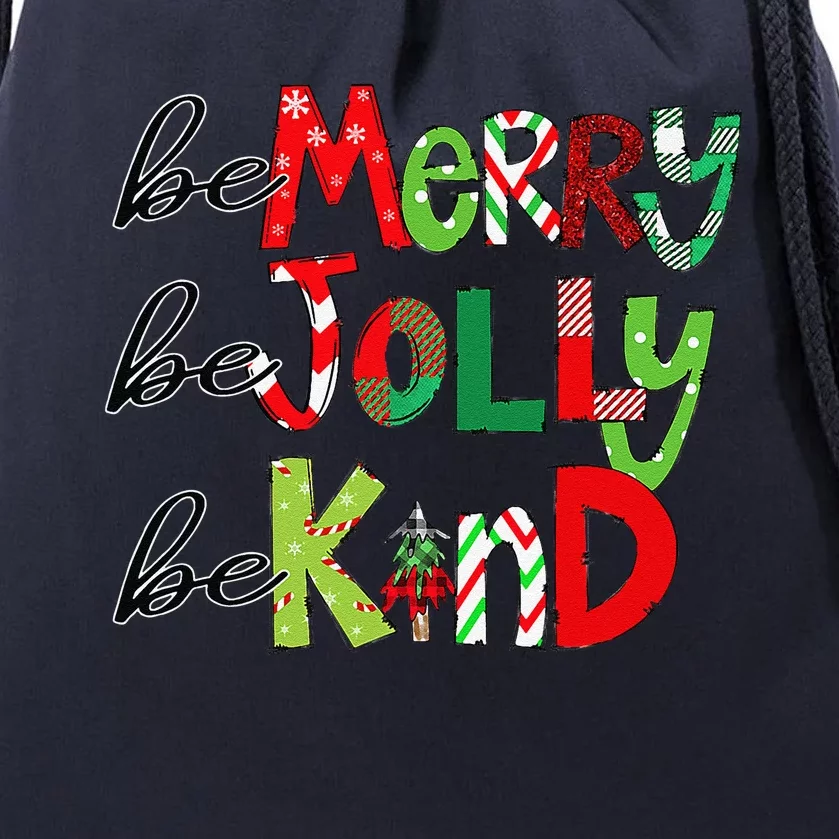 Be Merry Be Jolly Be Kind Christmas Tree Family Christmas Gift Drawstring Bag