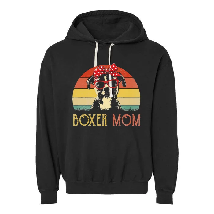 Boxer Mom Boxer Dog Mom Lover Gift Vintage Garment-Dyed Fleece Hoodie