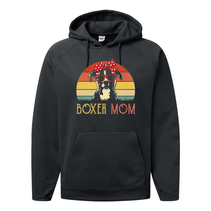 Boxer Mom Boxer Dog Mom Lover Gift Vintage Performance Fleece Hoodie