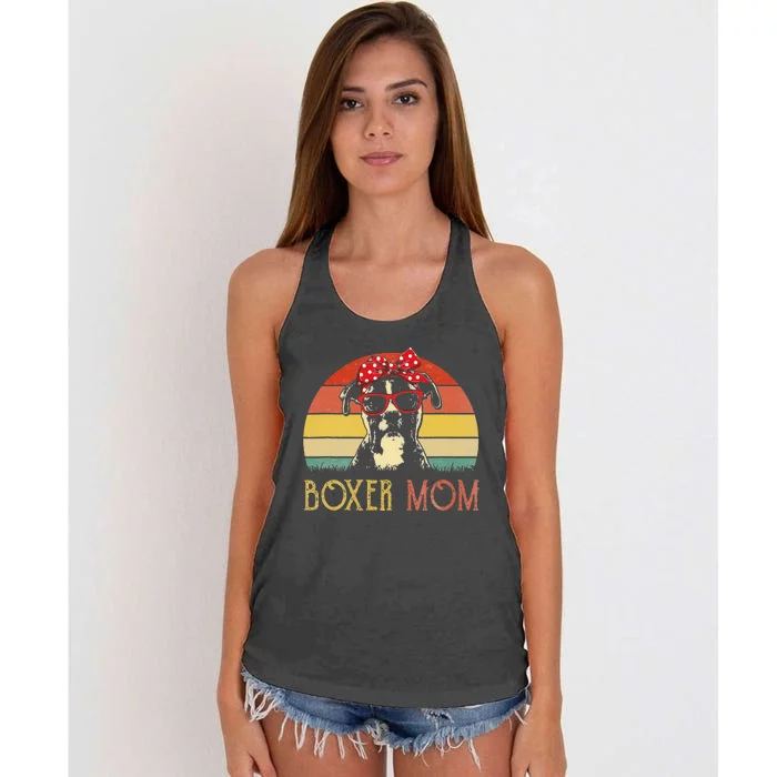 Boxer Mom Boxer Dog Mom Lover Gift Vintage Women's Knotted Racerback Tank