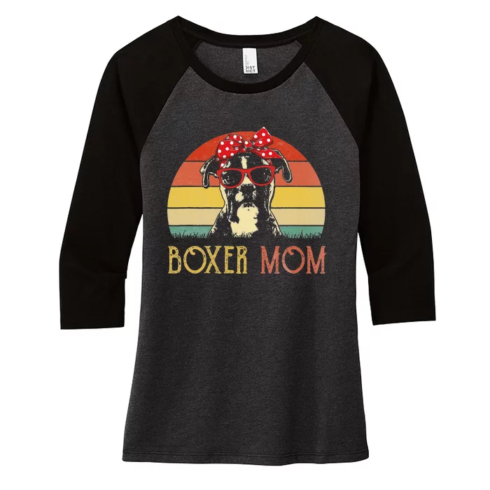 Boxer Mom Boxer Dog Mom Lover Gift Vintage Women's Tri-Blend 3/4-Sleeve Raglan Shirt