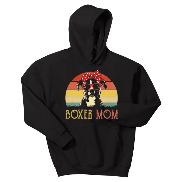 Boxer Mom Boxer Dog Mom Lover Gift Vintage Kids Hoodie